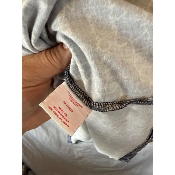 Ruby Rd Sequin Script Top Plus Size 3X Blue Gold Embellished Blouse 3/4 Sleeve - Picture 5 of 8